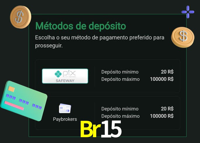 O cassino Br15 oferece uma grande variedade de métodos de pagamento